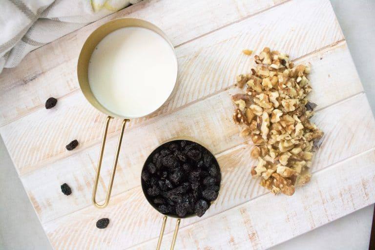 ingredients for Apple Butter Coffee Cake filling set out on a cutting board