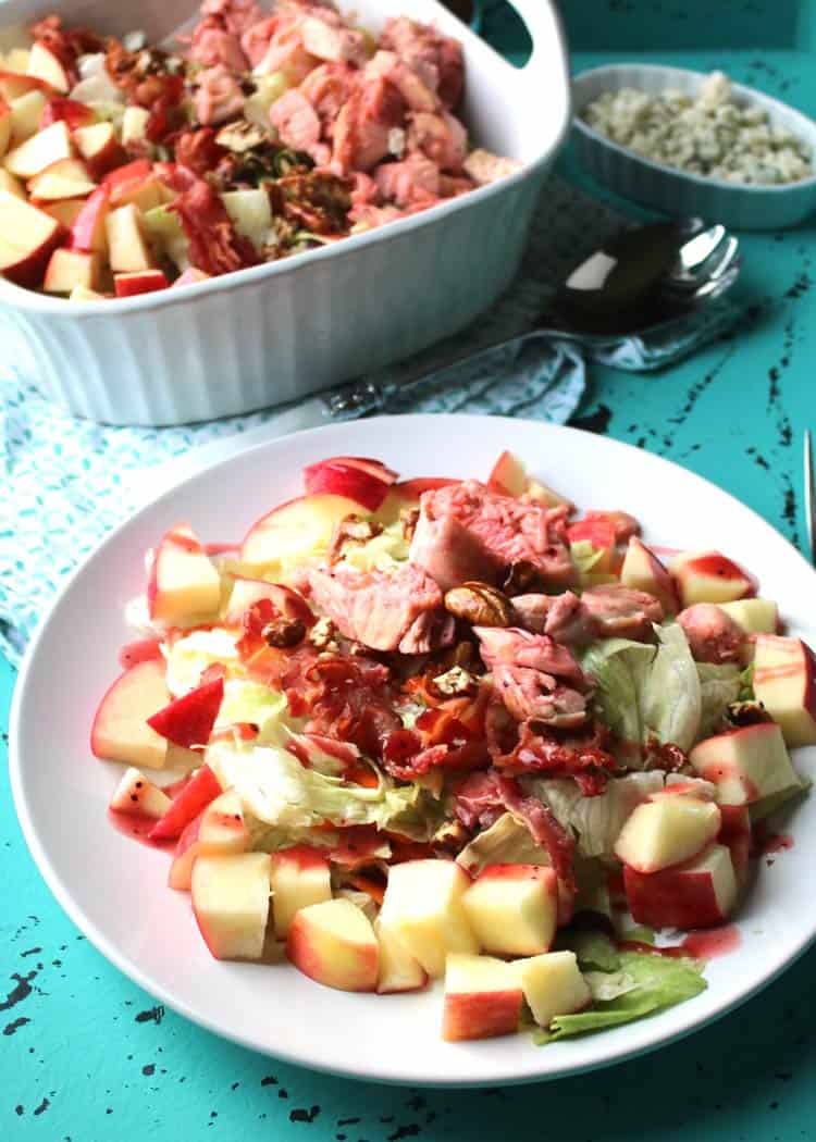 Easy Salad with Apples and Nuts on plate
