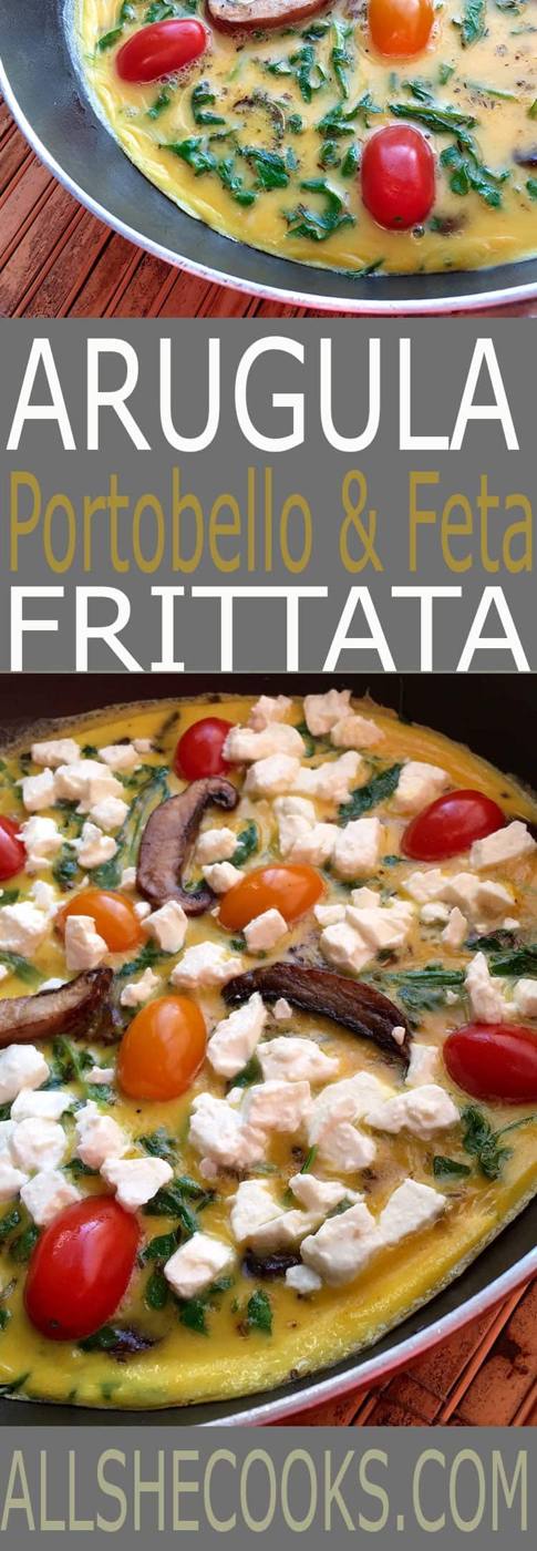 Enjoy this tasty Arugula, Portobello and Feta Frittata. This is an easy breakfast or lunch recipe you won't want to miss.