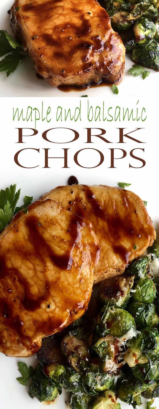 Maple and Balsamic Pork Chops is an incredibly easy pork chops recipe that takes no more than 20 minutes to make. Best of all, it contains only six ingredients. It's the perfect quick dinner recipe!