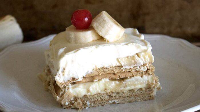Banana Cream Dessert is a simple icebox cake recipe that is easy to throw together with ingredients you likely already have in your pantry. You'll love this banana no-bake dessert recipe.
