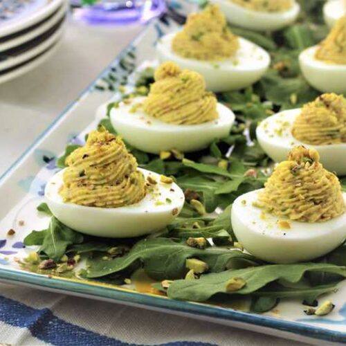 Image for Mortadella, Ricotta and Pistachio Mousse Deviled Eggs