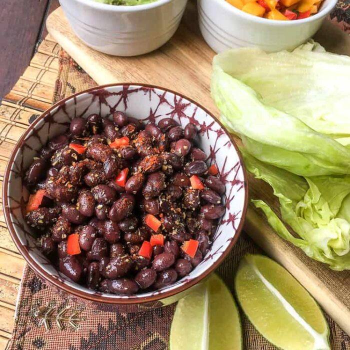 Spicy Black Bean Taco Lettuce Wraps