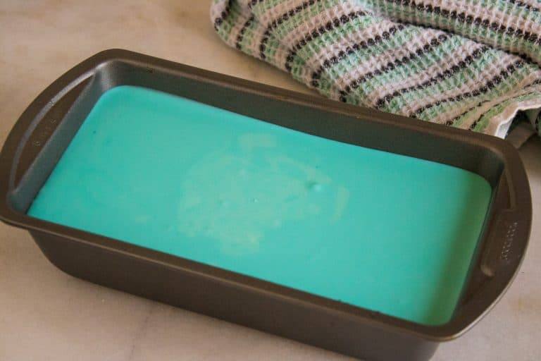 No-Churn Blue Moon Ice Cream in loaf pan before freezing