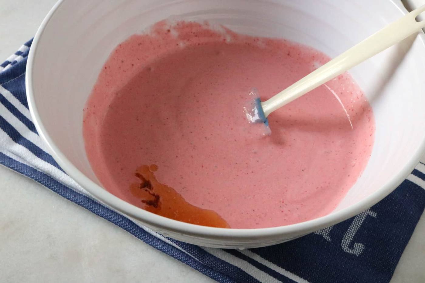 shot of rum added to the blended pie filling mixture