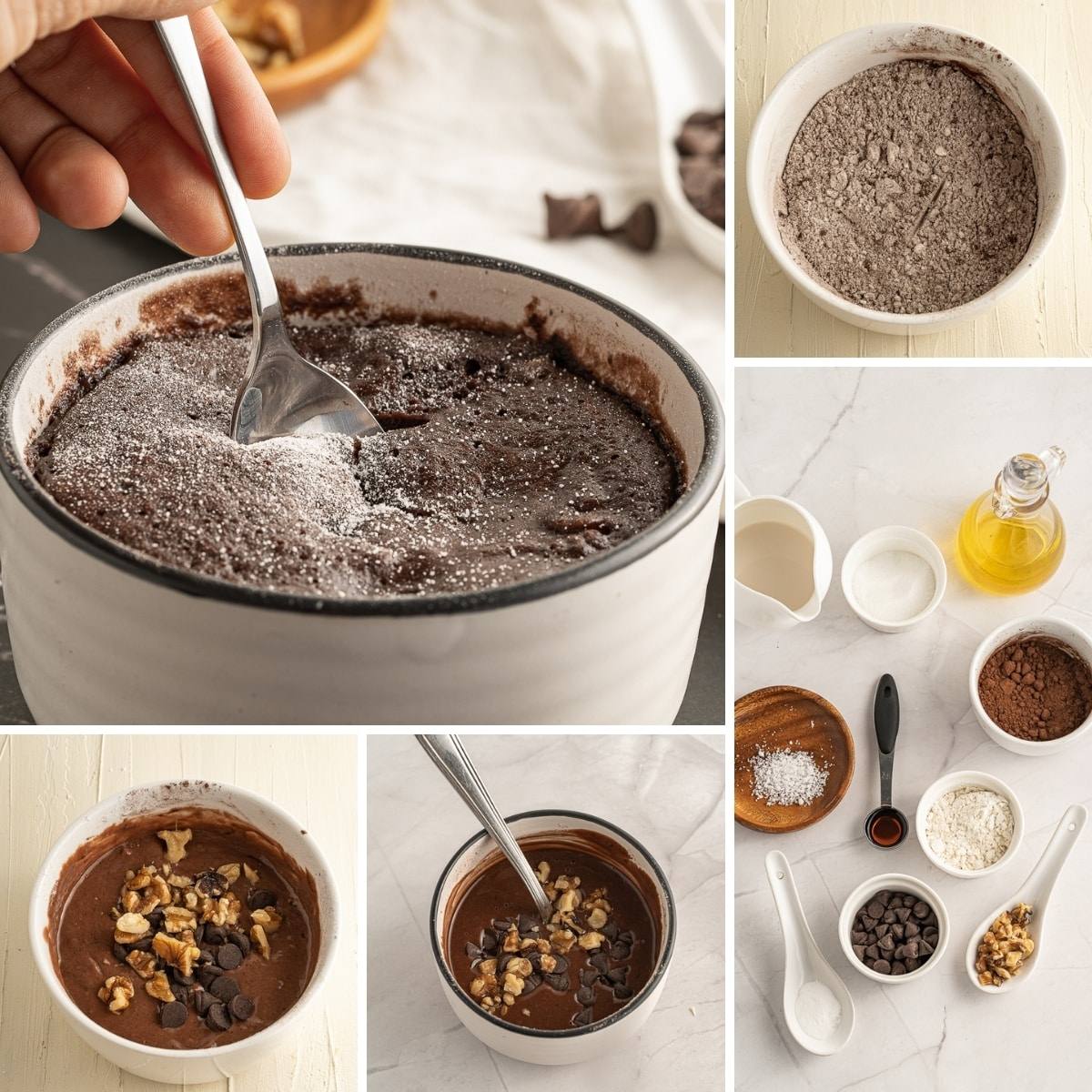 how to make brownie mug cake collage