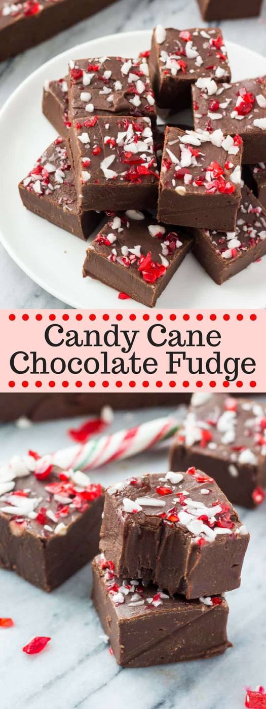This Candy Cane Chocolate Fudge is smooth, creamy & perfect for Christmas! So easy to make - it's a great gift too!