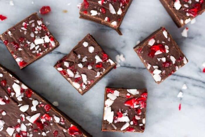 This Candy Cane Chocolate Fudge is smooth, creamy & perfect for Christmas! So easy to make - it's a great gift too!
