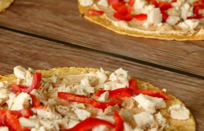 pinwheels recipe with chicken - here I am adding the toppings