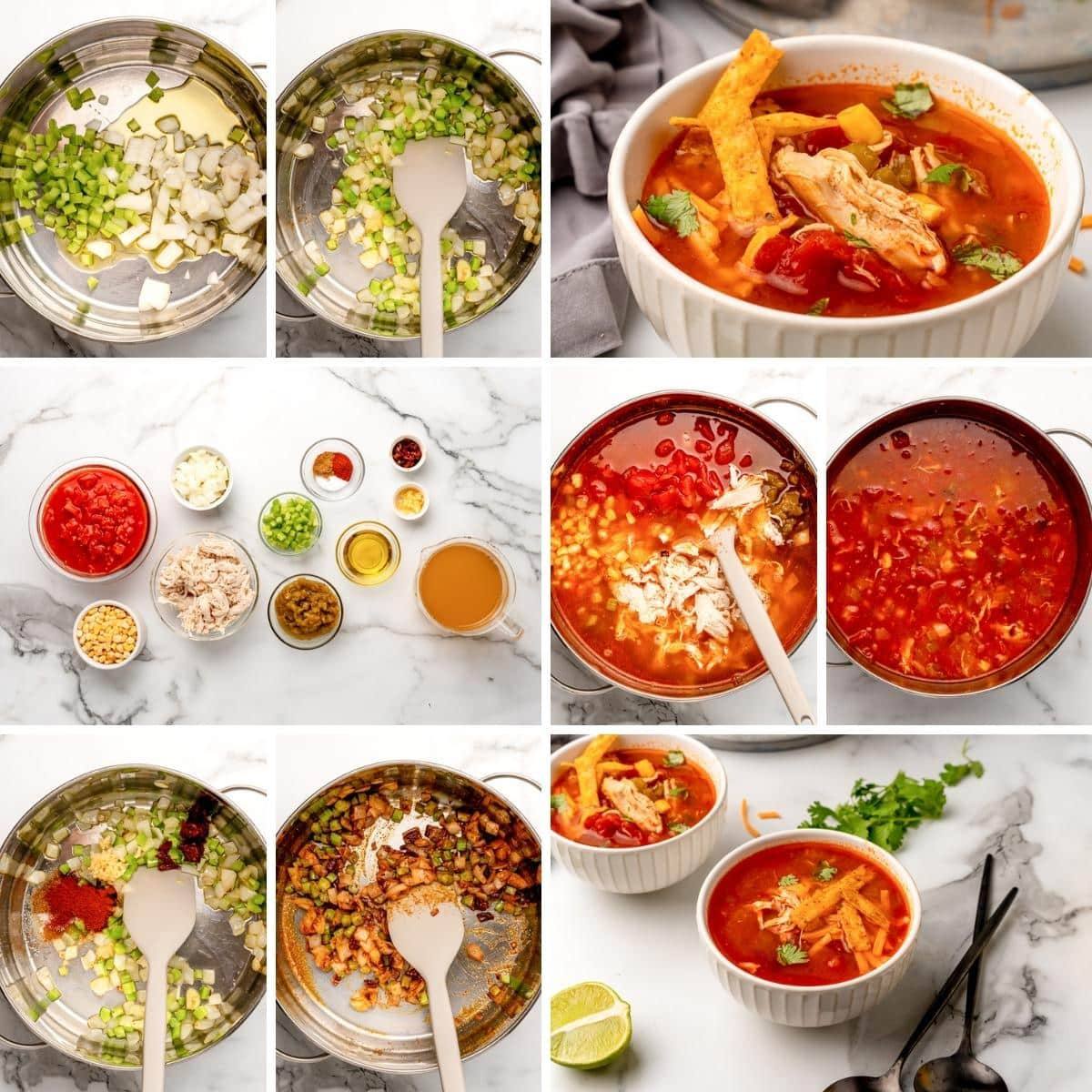 Step-by-step photos of making Chili's southwest chicken soup in one pot
