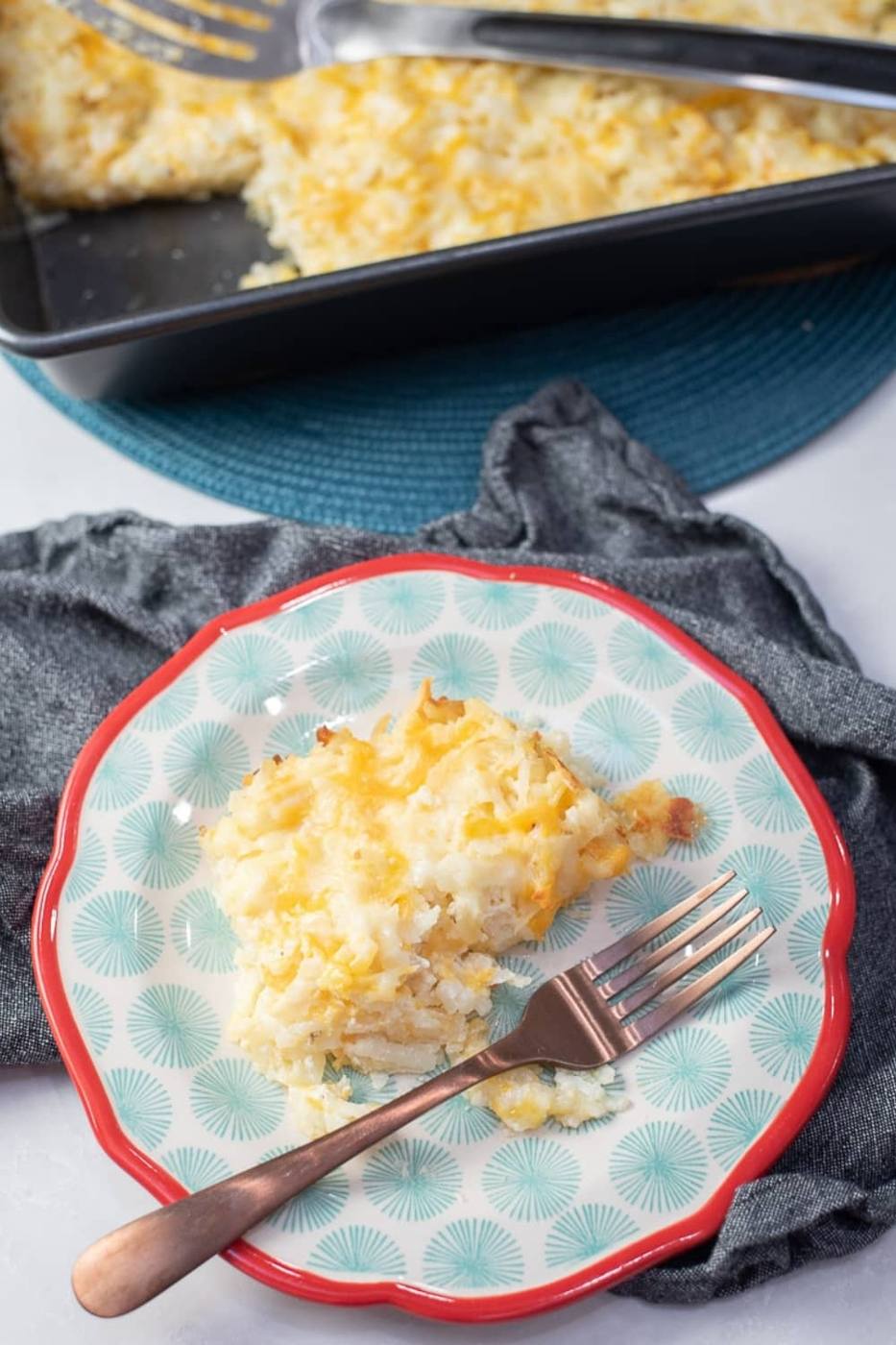 piece of copycat Cracker Barrel hash browns on a plate