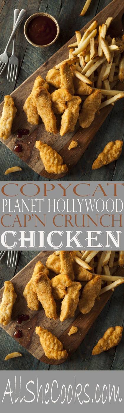 chicken strips and french fries on wood plank board