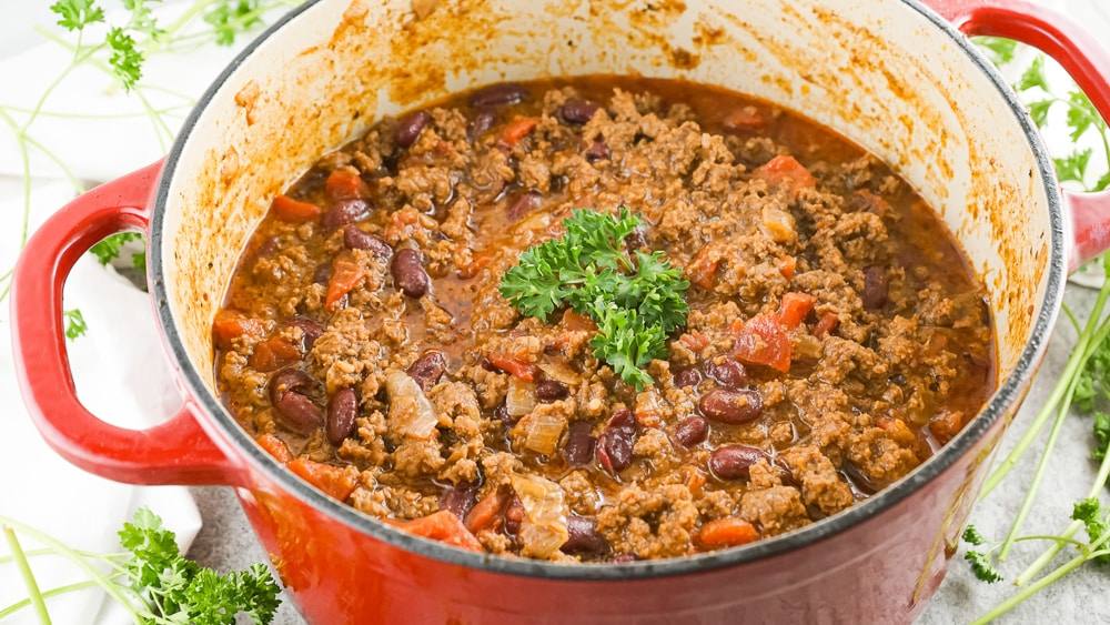 large pot of copycat texas roadhouse chili