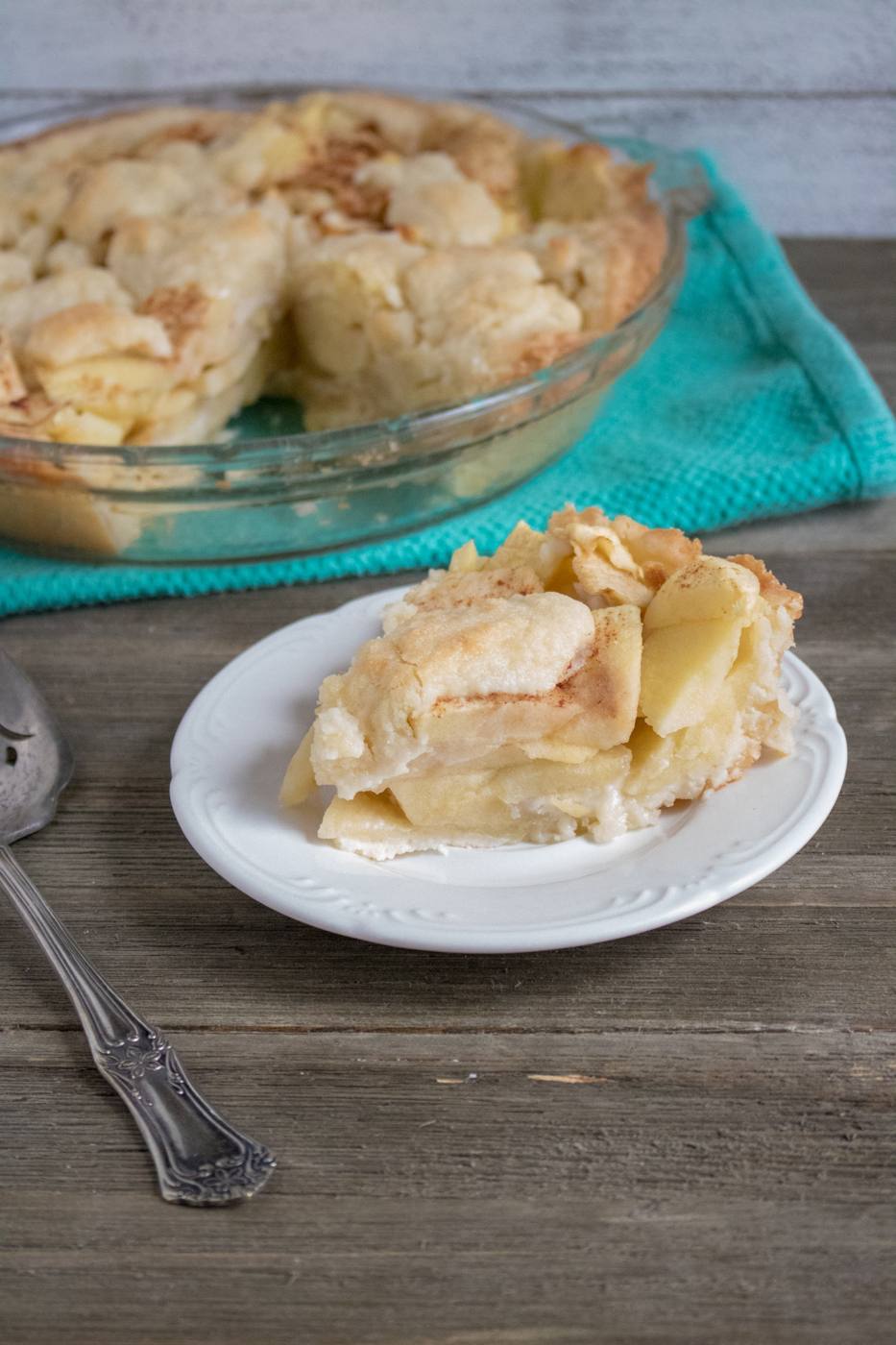 dutch apple pie on white plate
