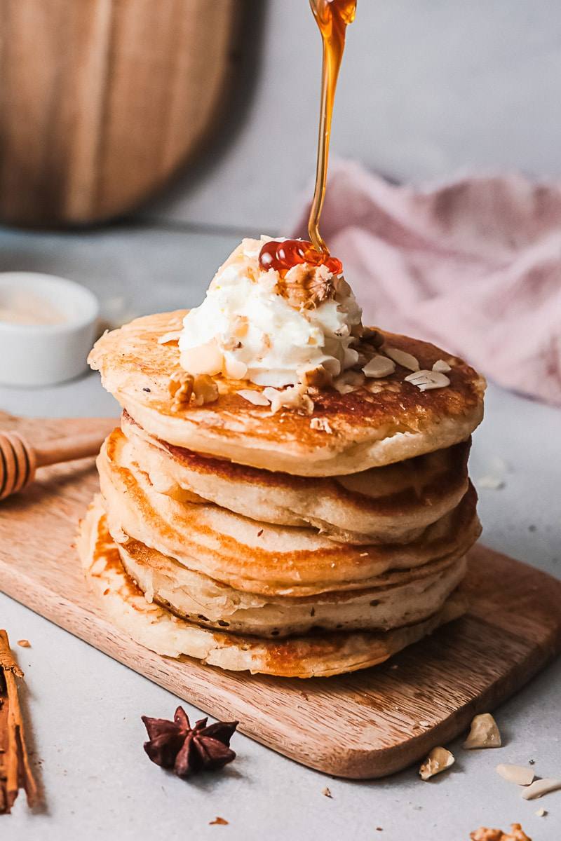 stack of eggong pancakes being served as a holiday breakfast