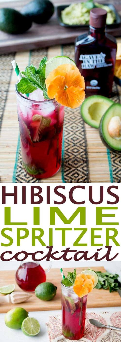 Hibiscus Lime Spritzer cocktail is a refreshing alcoholic beverage whose ingredients include foods with health benefits for colon health.