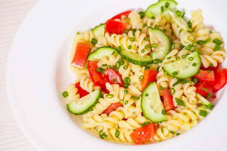 Italian Pasta Salad in a white bowl