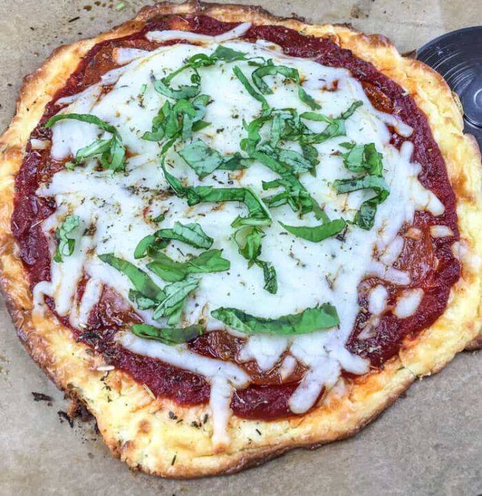 homemade pizza on countertop