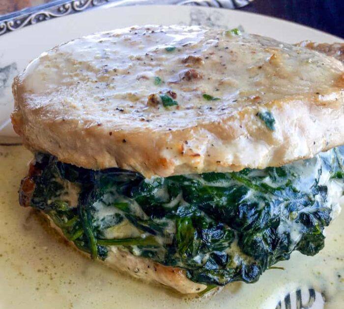 Creamed Spinach Stuffed Keto Pork Chops