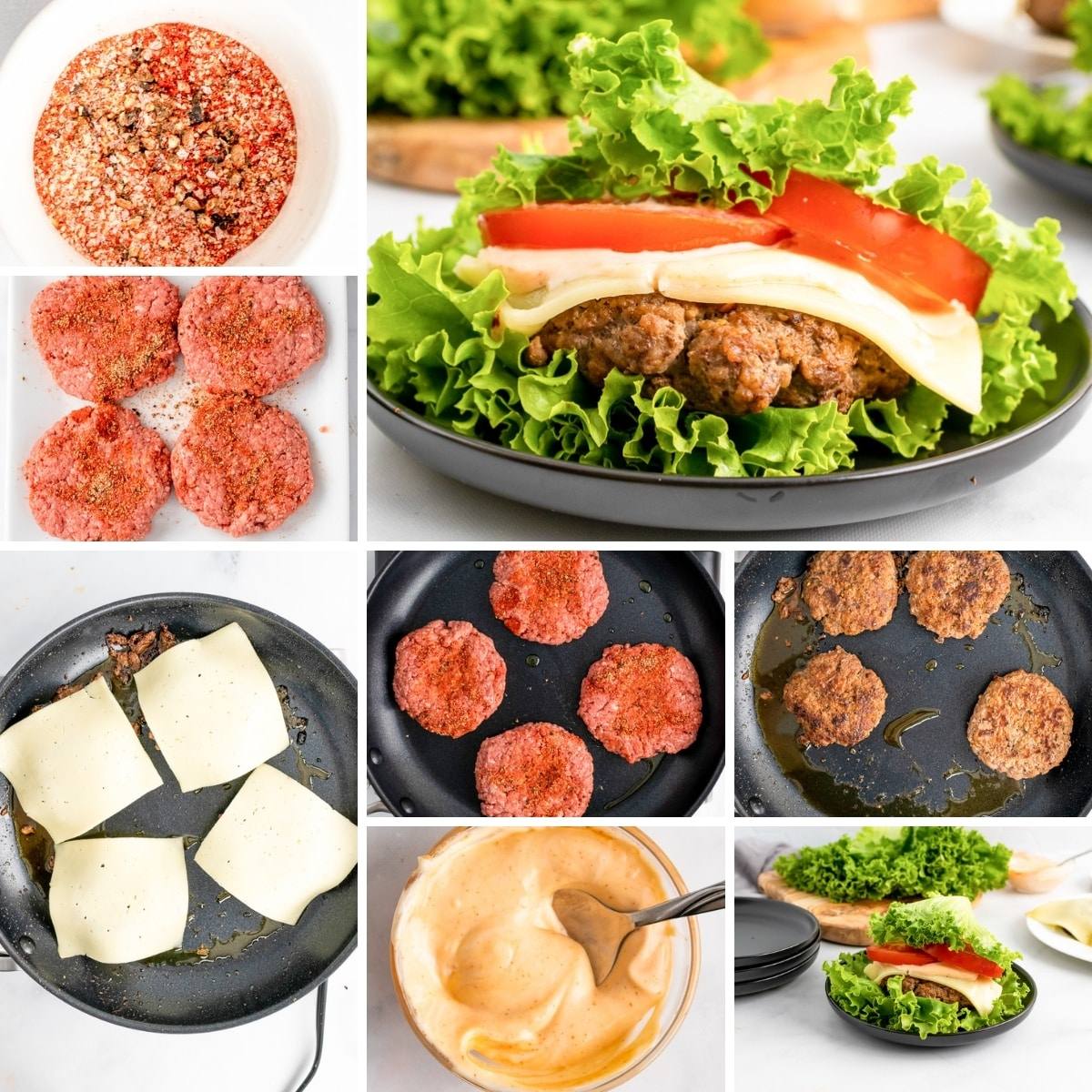 how to make lettuce wrap burgers collage