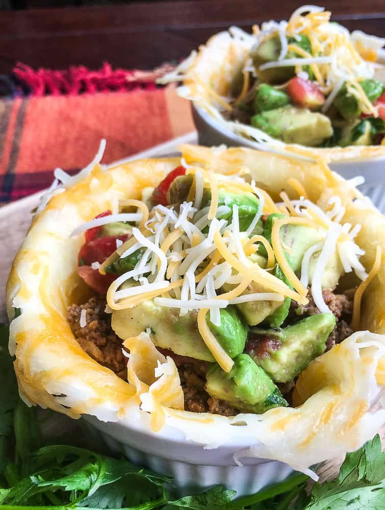 Low Carb Taco Cups with Avocado Salsa
