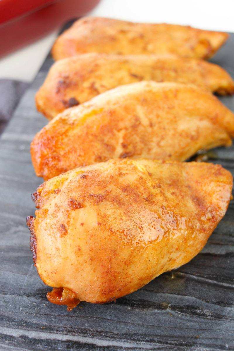 close up of baked chicken