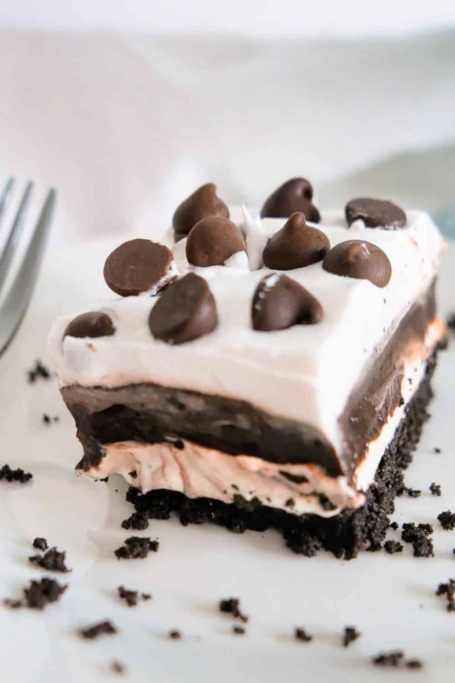 No Bake Chocolate Lasagna close up