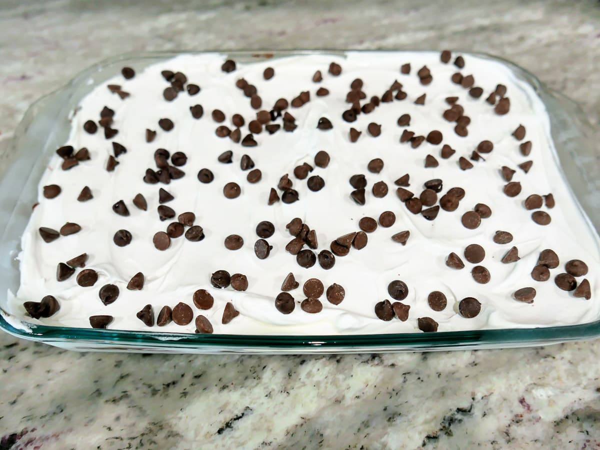 chocolate lasagna in a pan