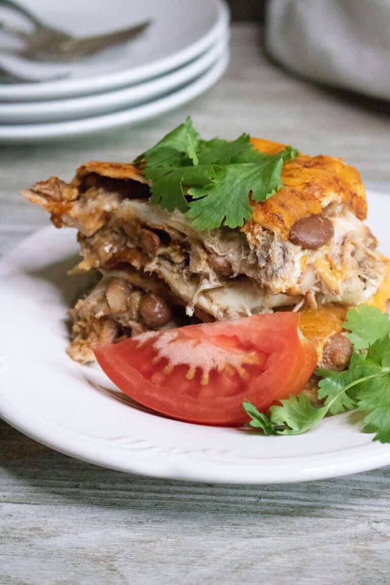 Pulled Pork Enchilada Casserole