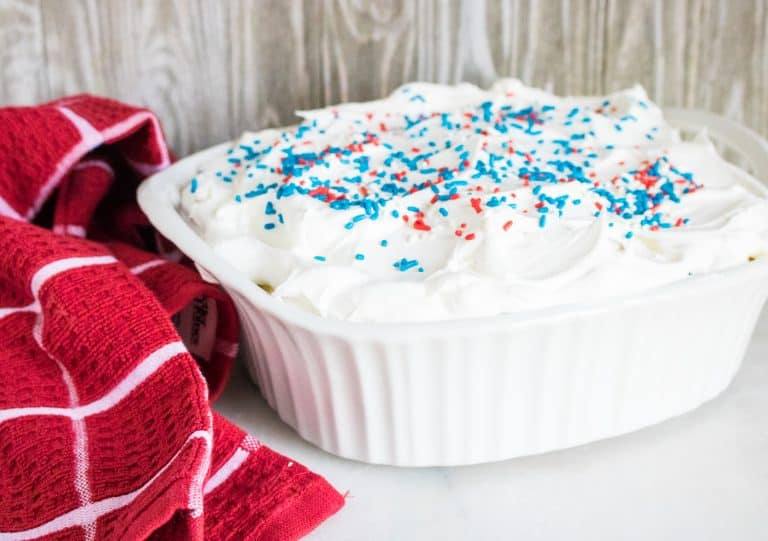 Completed dessert with whipped topping and sprinkles added