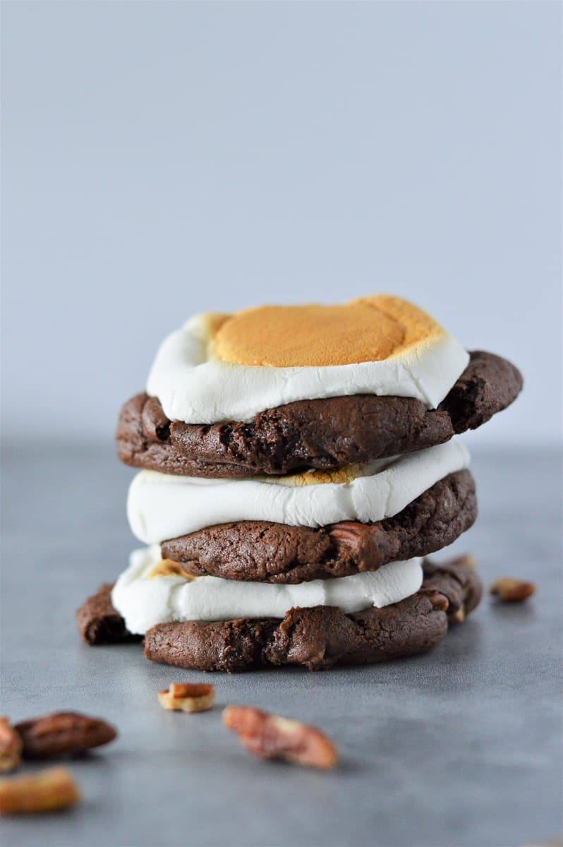 stack of 3 rocky road cookies