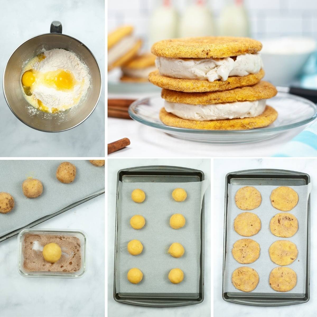 how to make Snickerdoodle Ice Cream Sandwiches collage