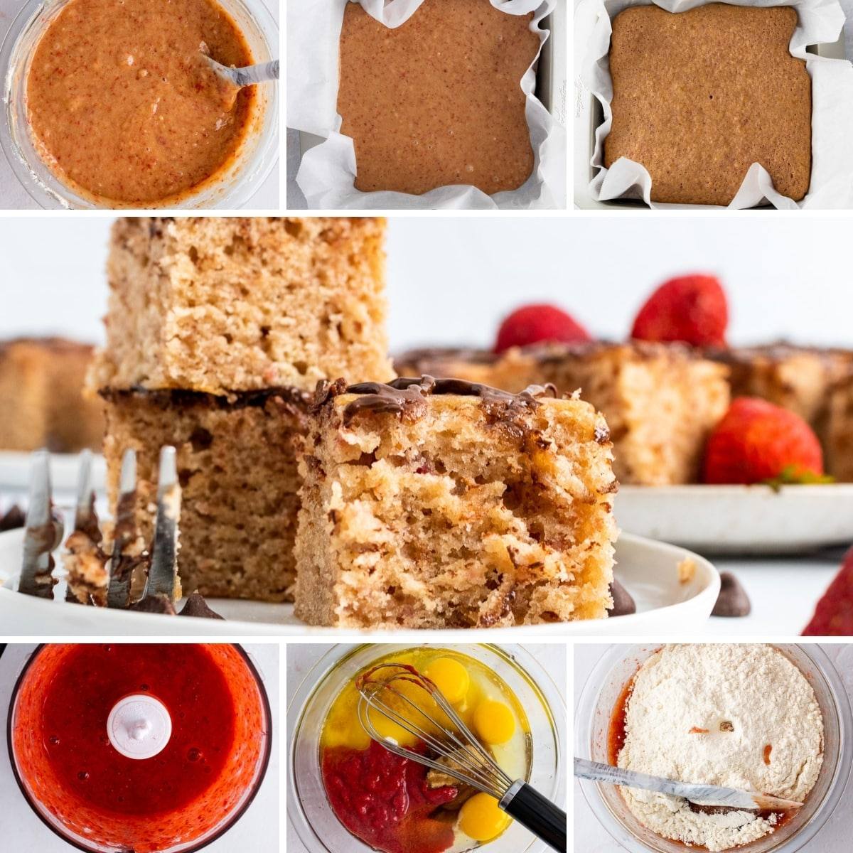 colalge showing the steps I used to make the strawberry blondies