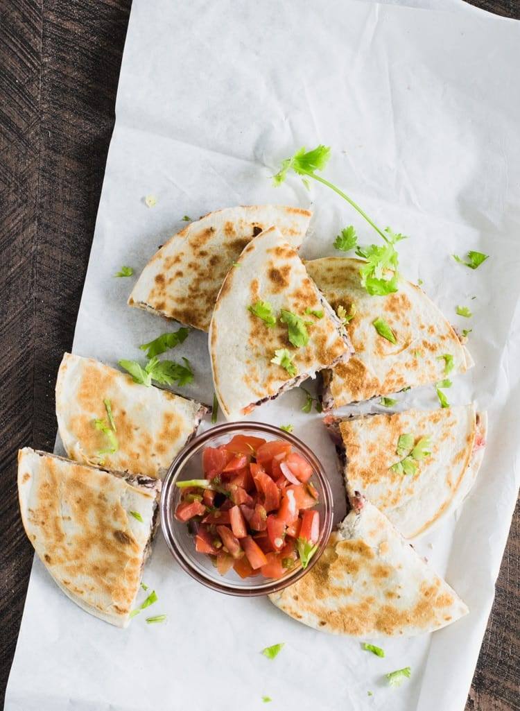 These vegetarian quesadillas are a great easy dinner for busy back to school nights.