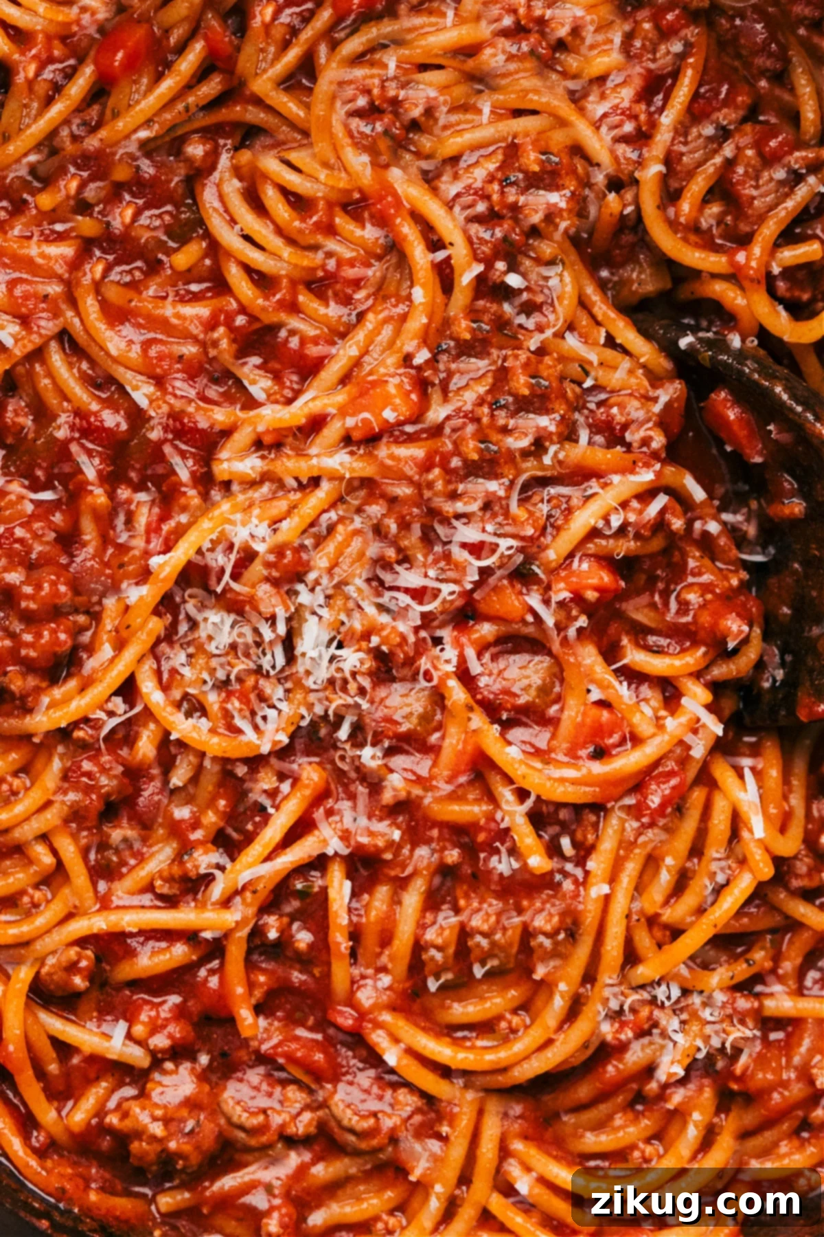 The Best One Pot Spaghetti The finished One Pot Spaghetti dish ready to be served.
