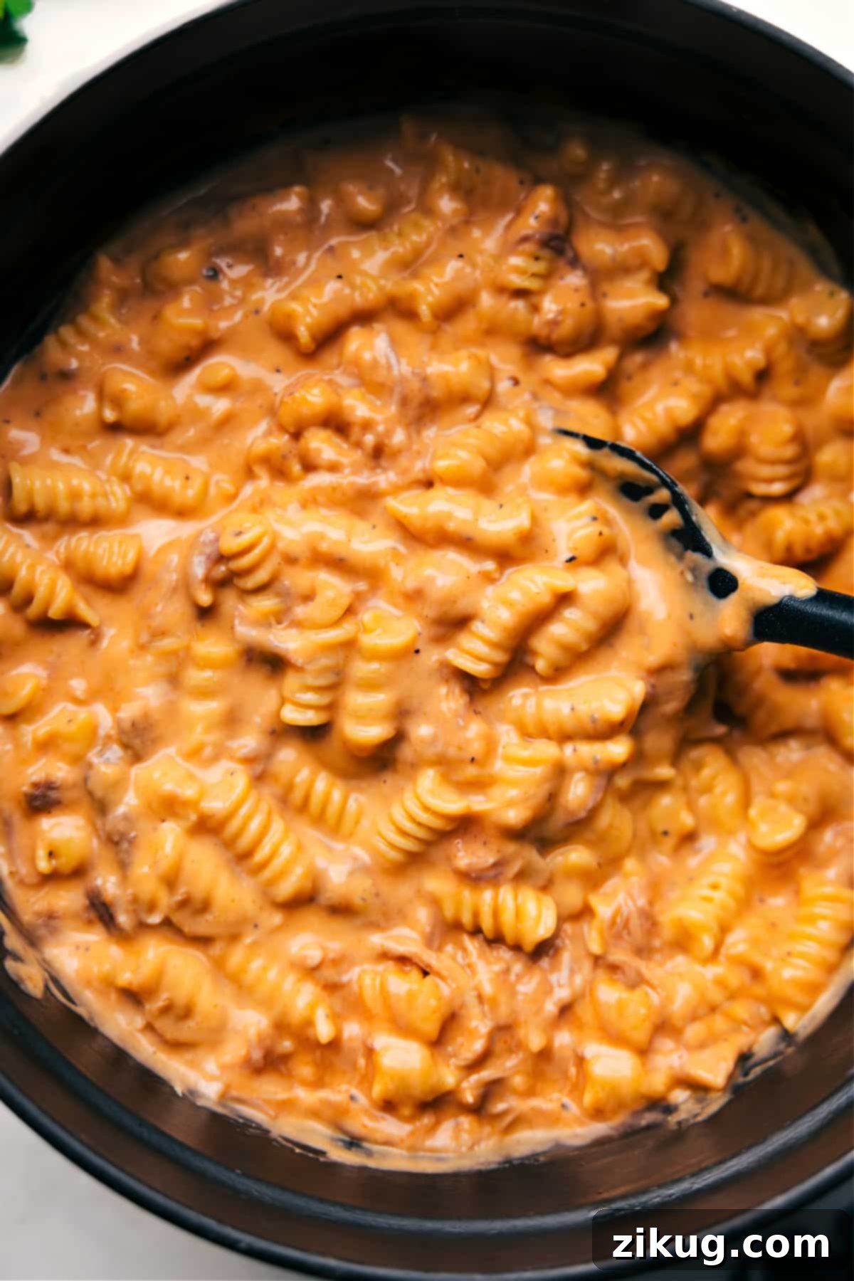 BBQ Mac and Cheese hot and ready in the pot, time to dig in!