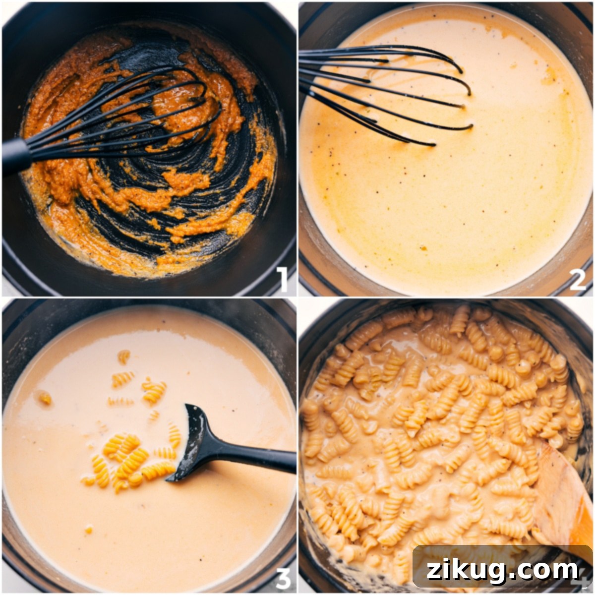 The cream sauce is whisked together in the pot, then the pasta is added to cook with it for this delicious and cheesy BBQ Mac and Cheese.