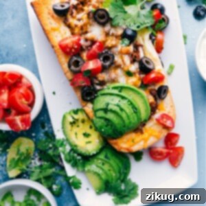 French Bread Taco Pizza plated and ready to serve.