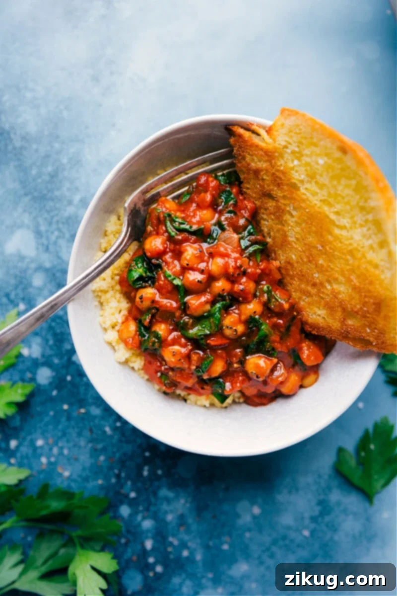 Delicious Beans on Toast with garlicky marinara and chickpeas