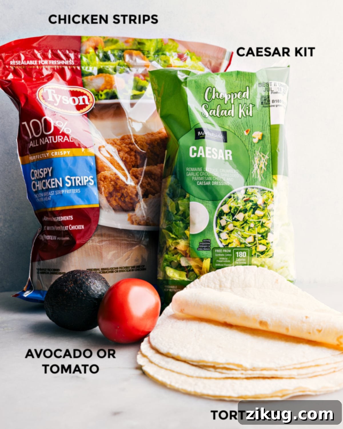 All the ingredients for this recipe set out for easy assembly.