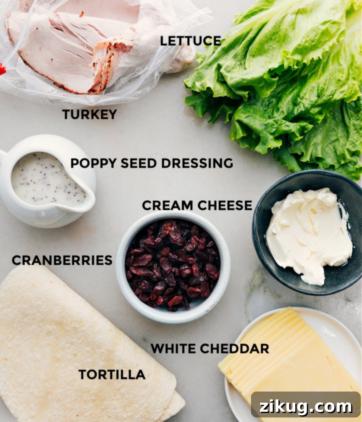 All the ingredients in this recipe prepped out for easy assembly.