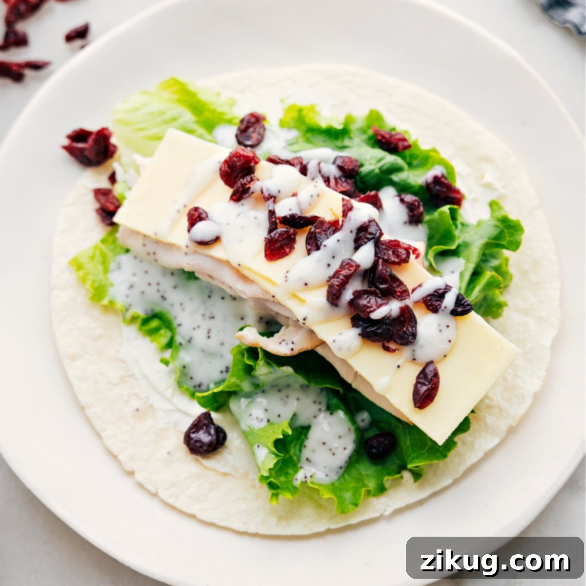 All the ingredients assembled on a tortilla.