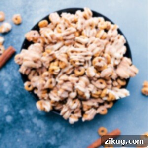 Finished Churro Cheerios ready to be served, a perfect snack.