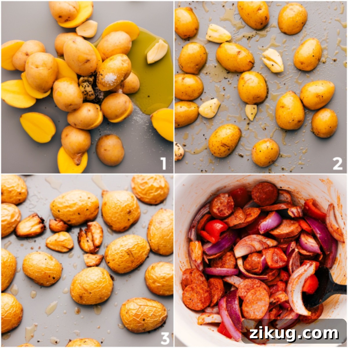 How To Prepare One Skillet Sausage, Potatoes, And Corn. Cook the potatoes, toss the other ingredients together in a bowl to season, then combine everything for this one-skillet sausage, potatoes, and corn recipe.