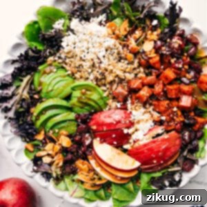 Fall Salad with Roasted Sweet Potatoes, Apples, and Wild Rice