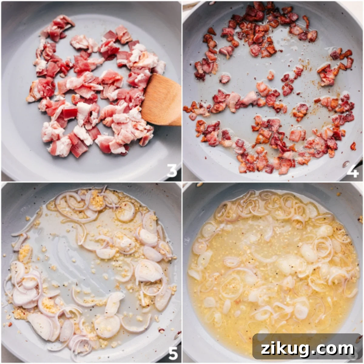 Step-by-Step Guide to Making Butternut Squash Pasta Cook the diced bacon until crispy, then remove it and add the garlic, shallots, and broth to the pot to build the pasta sauce.