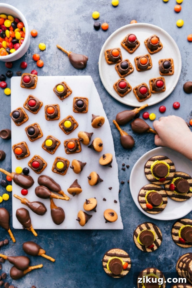 Cute and Delicious Thanksgiving Treats Ready for Enjoyment A vibrant selection of cute and delicious Thanksgiving treats artistically arranged, perfect for guests.