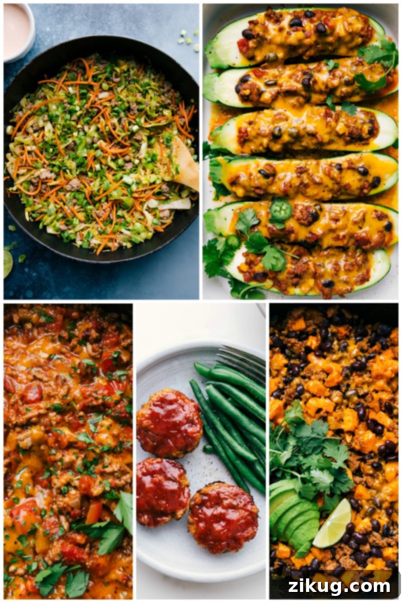 Five low-carb ground turkey recipes featuring healthy ingredients
