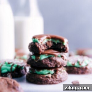 Finished Mint Brownie Cookie with vibrant peppermint frosting and chocolate ganache