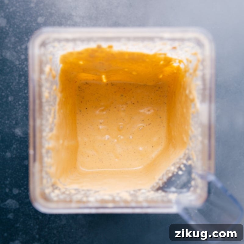 Image of the perfectly blended Chipotle Ranch Dip, still in the blender, showcasing its smooth texture